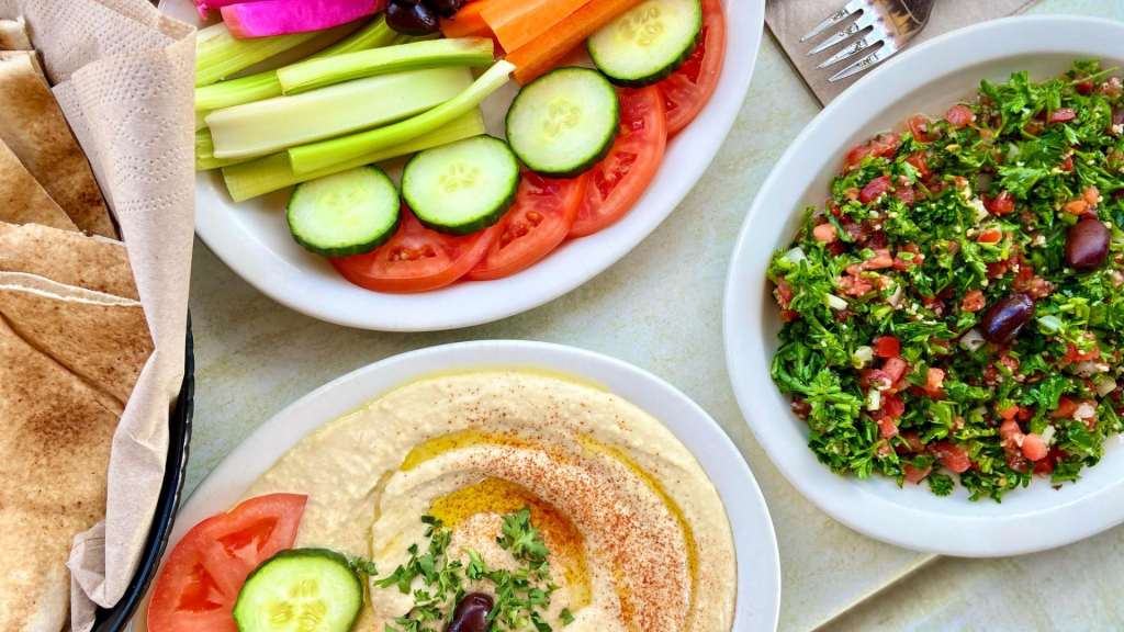 Aladdin's featured on NE Ohio Eats 4 Hummus and vegetables at Aladdins